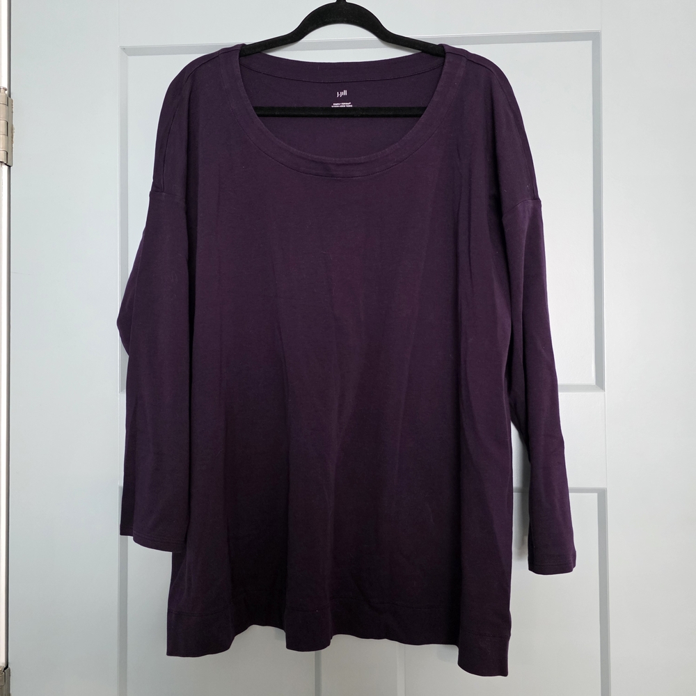 J.Jill Supima Cotton Tunic Top 2XL Plum Relaxed Minimalist